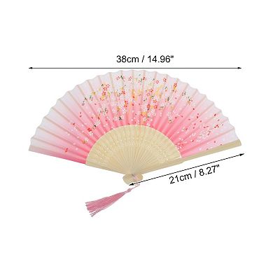 Ancient Style Folding Fan for Weddings and Parties 1Pc Rose Red