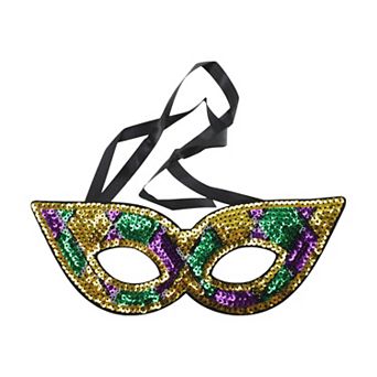 Colorful Sequins Half-Face Party Mask Purple Green Yellow 1 pc