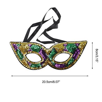 Colorful Sequins Half-Face Party Mask Purple Green Yellow 1 Pc