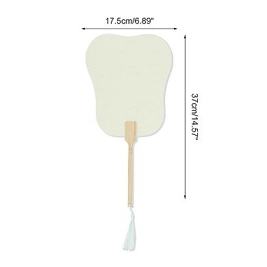 Portable Double-Sided Long Handle Xuan Paper Folding Fan 1Pc