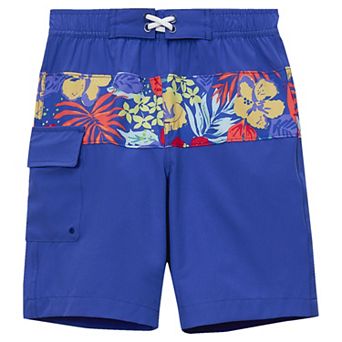 Boys 2-20 Lands' End Chlorine Resistant Stretch Print Blocked Swim Bottoms