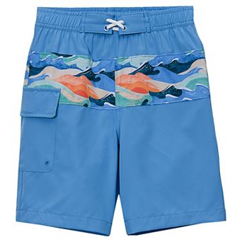Boys 2-20 Lands' End Chlorine Resistant Stretch Print Blocked Swim Bottoms