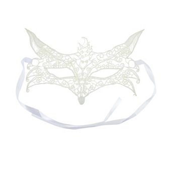 Elegant Lace Half Face Party Mask for Mardi Gras and Special Events 1 pc Wolf White