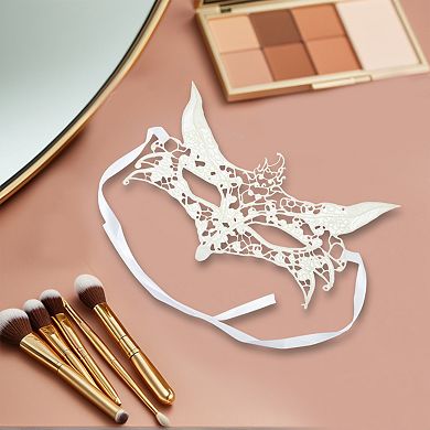 Elegant Lace Half Face Party Mask for Mardi Gras and Special Events 1 Pc Wolf White