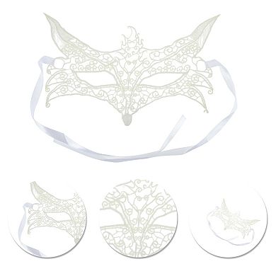 Elegant Lace Half Face Party Mask for Mardi Gras and Special Events 1 Pc Wolf White