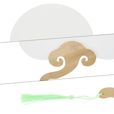 Portable Double-Sided Short Handle Round Ruyi Xuan Paper Folding Fan 1Pc White Light Green