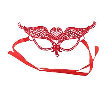 Elegant Lace Half Face Party Mask for Mardi Gras and Special Events 1 pc Heart Shape Red