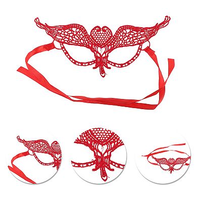 Elegant Lace Half Face Party Mask for Mardi Gras and Special Events 1 Pc Heart Shape Red