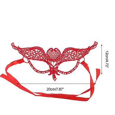 Elegant Lace Half Face Party Mask for Mardi Gras and Special Events 1 Pc Heart Shape Red