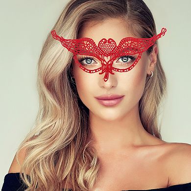 Elegant Lace Half Face Party Mask for Mardi Gras and Special Events 1 Pc Heart Shape Red