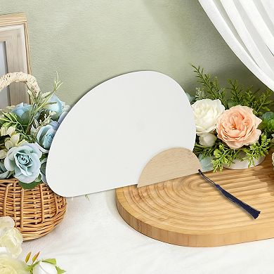 Portable Double-Sided Short Handle Semi-circular Xuan Paper Plover Folding Fan 1Pc