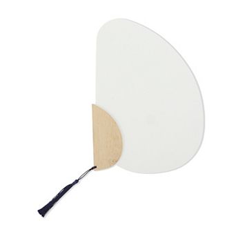 Portable Double-Sided Short Handle Semi-circular Xuan Paper Plover Folding Fan 1 pc