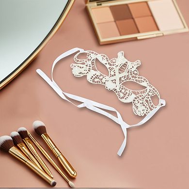 Elegant Lace Half Face Party Mask for Mardi Gras and Special Events 1 Pc X Shape White