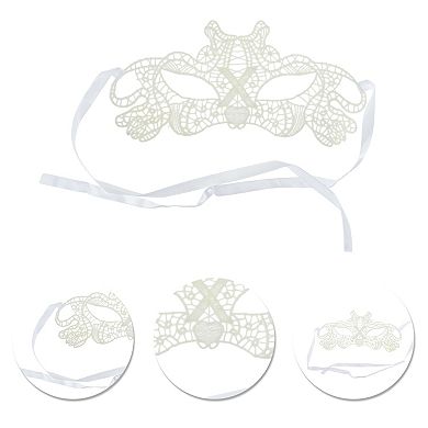 Elegant Lace Half Face Party Mask for Mardi Gras and Special Events 1 Pc X Shape White