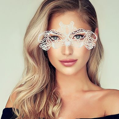 Elegant Lace Half Face Party Mask for Mardi Gras and Special Events 1 Pc X Shape White