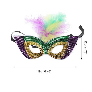 Feather Sequins Half Face Party Mask for Costume Events 1Pc