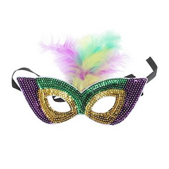Feather Sequins Half Face Party Mask for Costume Events 1 pc