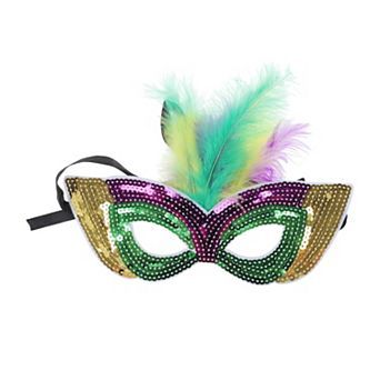 Feather Sequins Half Face Party Mask for Costume Events 1 pc
