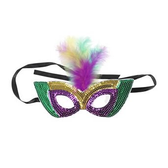 Feather Sequins Half Face Party Mask for Costume Events 1 pc