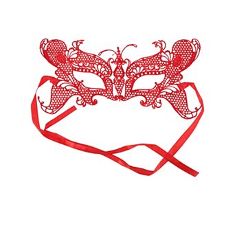 Elegant Lace Half Face Party Mask for Mardi Gras and Special Events 1 pc Butterfly Red