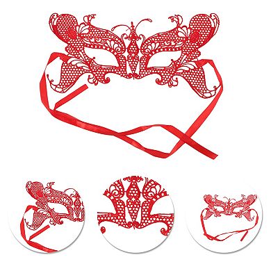 Elegant Lace Half Face Party Mask for Mardi Gras and Special Events 1 Pc Butterfly Red