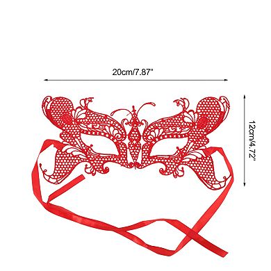 Elegant Lace Half Face Party Mask for Mardi Gras and Special Events 1 Pc Butterfly Red