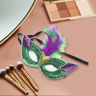 Colorful Feather Sequins Half Face Party Mask for Costume Events 1 Pc
