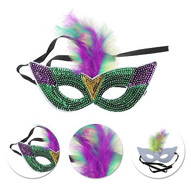 Colorful Feather Sequins Half Face Party Mask for Costume Events 1 Pc