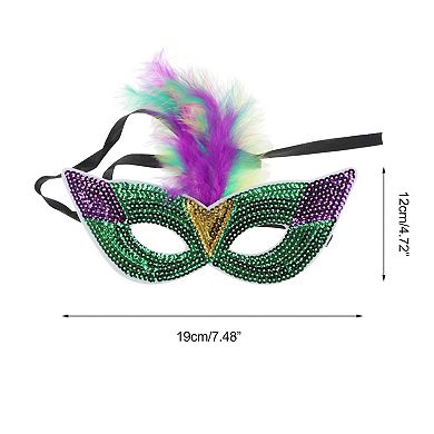 Colorful Feather Sequins Half Face Party Mask for Costume Events 1 Pc