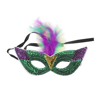 Colorful Feather Sequins Half Face Party Mask for Costume Events 1 pc