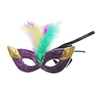 Colorful Feather Sequins Half Face Party Mask for Costume Events 1 pc