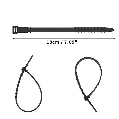 10 Pcs 7.09" Length Silicone Cable Ties