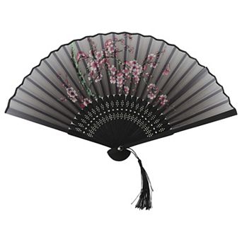 Ancient Style Folding Fan for Weddings and Parties 1 pc Joyful Gray