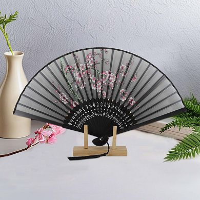 Ancient Style Folding Fan for Weddings and Parties 1Pc Joyful Gray
