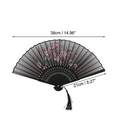 Ancient Style Folding Fan for Weddings and Parties 1Pc Joyful Gray