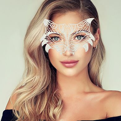 Elegant Lace Half Face Party Mask for Mardi Gras and Special Events 1 Pc White