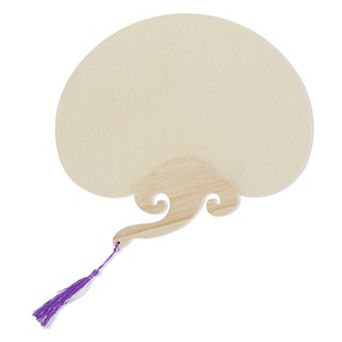 Portable Double-Sided Short Handle Round Ruyi Xuan Paper Folding Fan 1 pc Beige Purple