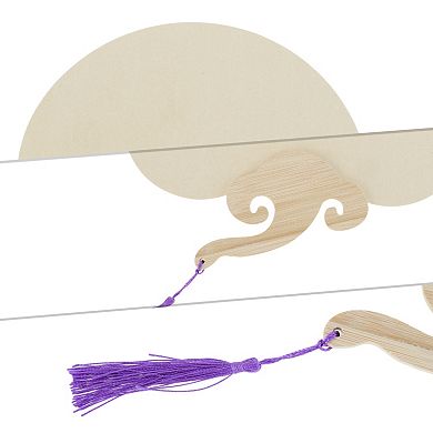 Portable Double-Sided Short Handle Round Ruyi Xuan Paper Folding Fan 1Pc Beige Purple