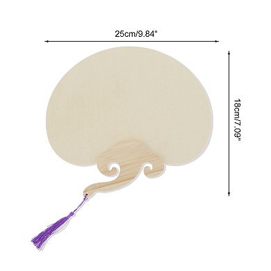 Portable Double-Sided Short Handle Round Ruyi Xuan Paper Folding Fan 1Pc Beige Purple