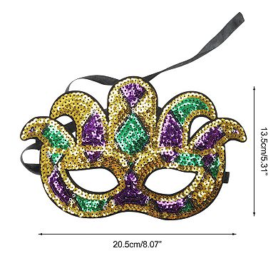 Multicolored Sequins Half Face Party Mask Purple Green Yellow 1 Pc