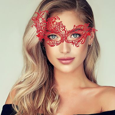 Elegant Lace Half Face Party Mask for Mardi Gras and Special Events 1 Pc Special Design Red