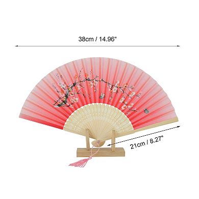 Ancient Style Folding Fan for Weddings and Parties 1Pc Light Red