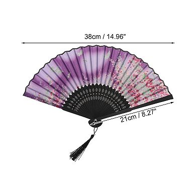 Ancient Style Folding Fan for Weddings and Parties 1Pc Cherry Purple