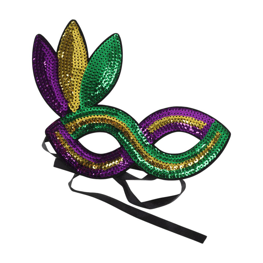Colorful Sequins Party Mask Purple Green Yellow 1 Pc