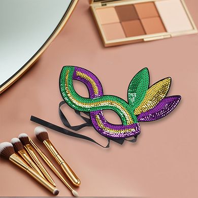 Colorful Sequins Party Mask Purple Green Yellow 1 Pc