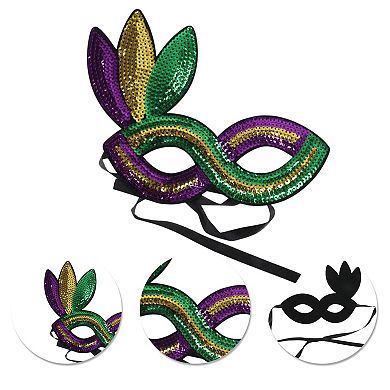 Colorful Sequins Party Mask Purple Green Yellow 1 Pc