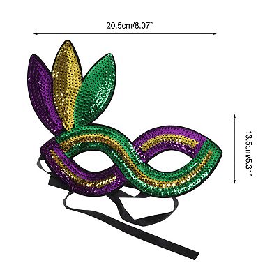 Colorful Sequins Party Mask Purple Green Yellow 1 Pc