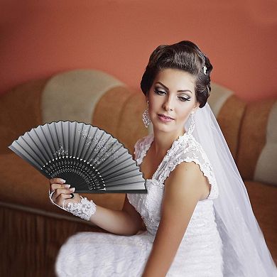 Ancient Style Folding Fan for Weddings and Parties 1Pc Shadows Gray