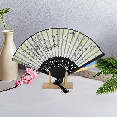 Ancient Style Folding Fan for Weddings and Parties 1Pc Light Green