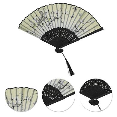 Ancient Style Folding Fan for Weddings and Parties 1Pc Light Green